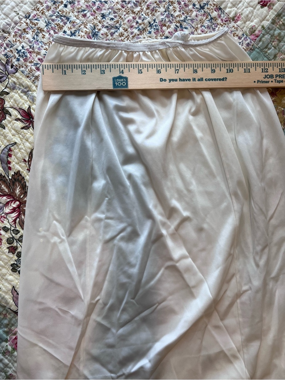 Vintage Movie Star Lace Trim Half Slip Skirt Cream Off-White Midi Slit M - Picture 6 of 9